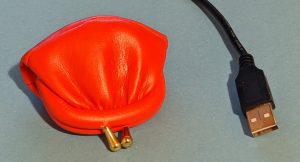 A red coin purse