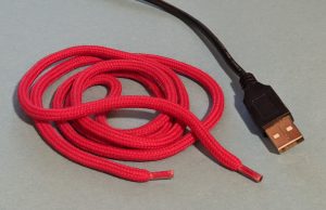 A red shoelace