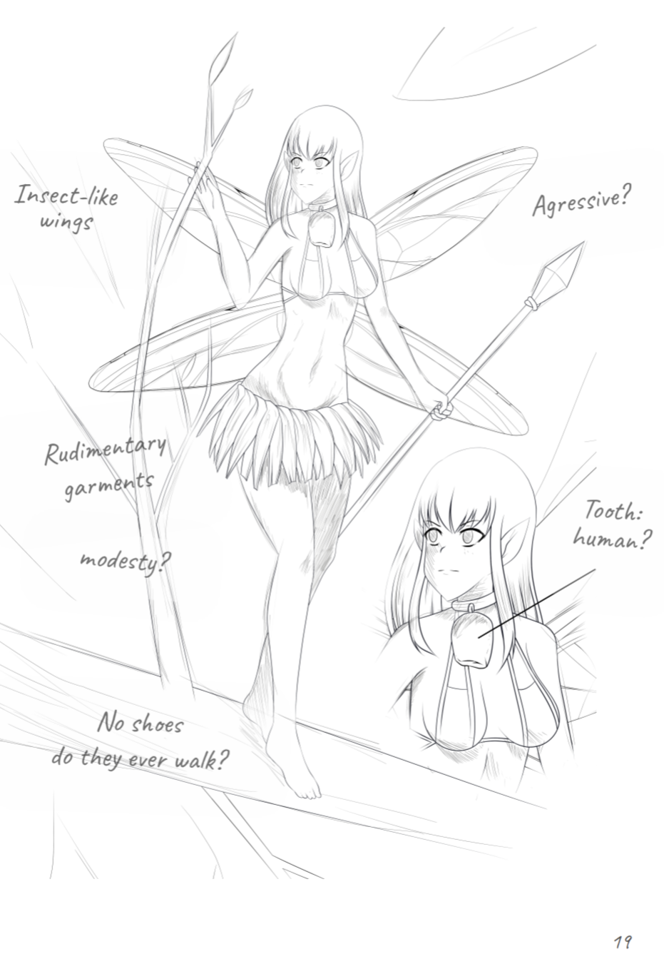 a field sketch of a wild toothfairy